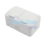 Блок из 2 розеток горизонтальный Kranz Mini OG открытой установки с заземлением, IP54 белый
