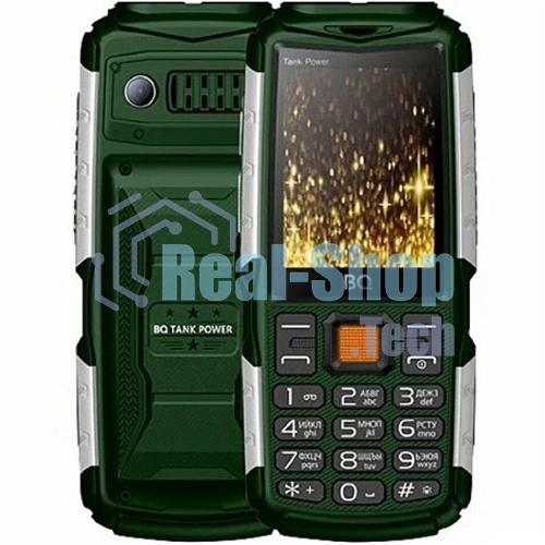 Мобильный телефон BQ 2430 Tank Power зеленый/серебристый