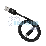 Кабель Maxvi MC-15T black, USB-A - Type-C, 2A ток макс. нагрузки 2А, макс. напряжение 5V; стандарт USB 2.0; плоский кабель, длина 1м, оплетка TPE, металлические корпуса разъемов, цвет черный