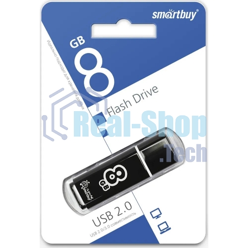 Флешка USB Smartbuy Glossy series black (SB8GbGS-K), 8Gb, USB 2.0, R/W 25/15, черный