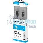 Кабель Maxvi MC-15T black, USB-A - Type-C, 2A ток макс. нагрузки 2А, макс. напряжение 5V; стандарт USB 2.0; плоский кабель, длина 1м, оплетка TPE, металлические корпуса разъемов, цвет черный