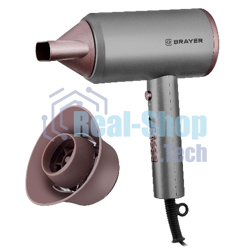 Фен BRAYER BR3022 серый/розовый, 1800 Вт