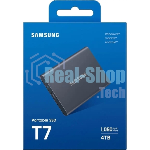 Внешний SSD Samsung T7 Shield, 4TB, USB 3.2 Gen 2 Type-C, R/W 1050/1000, черный