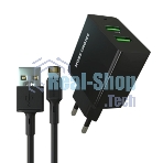 Сетевое зарядное устройство MORE CHOICE (4610196409875) NC11i 2USB 2.4A для Lightning 8-pin черный