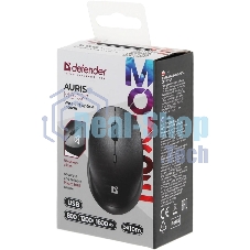 Мышь беспроводная Defender Auris MB-027 черный, 1600 dpi, радиоканал, USB, кнопки - 4