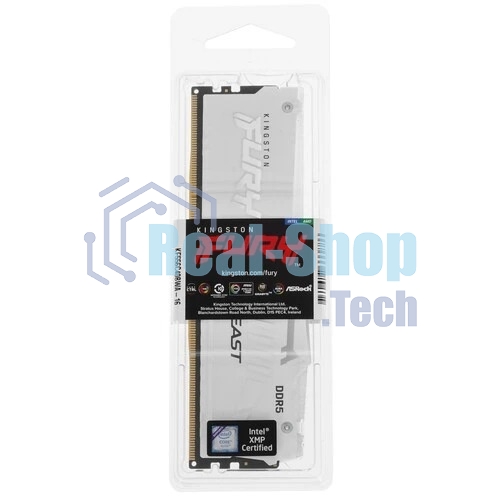 Оперативная память Kingston Fury Beast, DDR5, 16Gb (1x16Gb), 5600MHz, CL40, DIMM, радиатор, RGB, белый