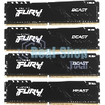 Оперативная память Kingston Fury Beast, DDR4, 64GB (4x16GB), 3600MHz, CL18, DIMM, радиатор, черный