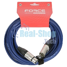 Кабель микрофонный FORCE FMC-05/6 BLXLR (M) - XLR (F), высококачественный балансный, малошумящий с проводниками из безкислородной меди OFC, диаметр 6 мм, профессиональные металлические разъемы, длина 3 м, цвет синий