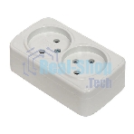 Розетка EKF EGR10-102-10 2-я, б/з, 10А, ОП Basic Минск белый