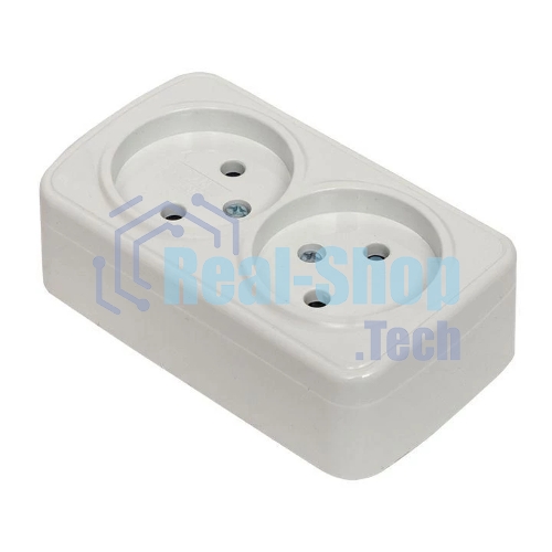 Розетка EKF EGR10-102-10 2-я, б/з, 10А, ОП Basic Минск белый
