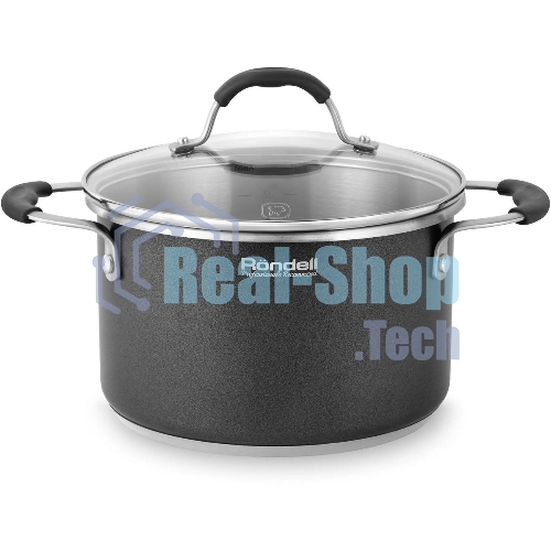 Кастрюля Rondell Stern RDS-010, 3.9л, 20см, с крышкой, серый