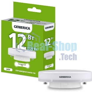 Лампа cветодиодная LED T80 IEK LL-T80-12-230-40-GX53-G таблетка 12Вт 230В 4000К GX53 GENERICA