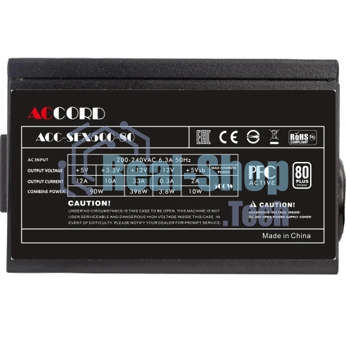 Блок питания Accord ACC-SFX500-80 SFX, 500Вт, 80мм, черный