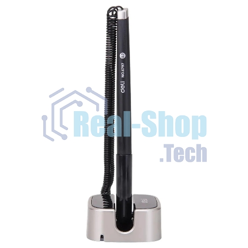 Ручка гелевая Deli E6797black черный, d=0.7мм, черные чернила, на подставке, линия 0.55мм