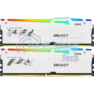 Оперативная память Kingston Fury Beast RGb, DDR5, 64Gb (2x32Gb), 6000MHz, CL36, DIMM, с радиаторами, RGb, белый