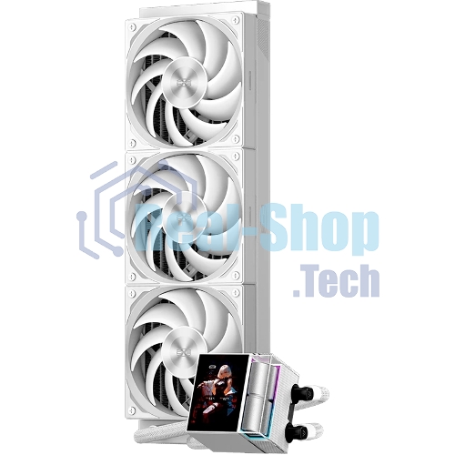 Система охлаждения Water Cooling System PCCooler DS360 Display WH (310W, 360мм, LED, белый, ARGb Pump/Fans: 3x120мм, 90.56CFM, 39.8dBA, 2500RPM/Pump height 65мм, 15dBA, 2600RPM, Rad thickness 27мм/S: 1851, 1700, 1200, 115X, AM5, AM4)