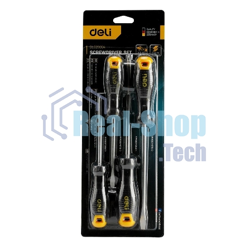 Набор отверток Deli DL620004 4шт SL5x100 + SL6x150 + PH1x100 + PH2x150