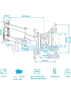 Кронштейн для телевизора Arm Media LCD-205 черный, 14