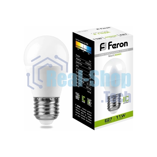 Лампа светодиодная Feron LB-750 11W 230V E27 4000K G45