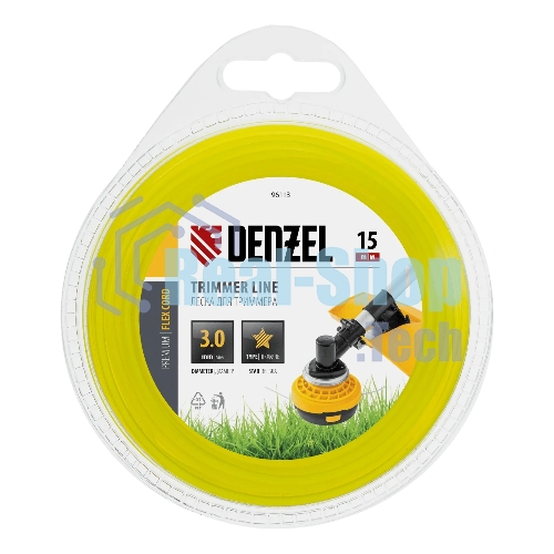Леска для триммера Denzel звезда 3 мм х 15 м, блистер FLEX CORD