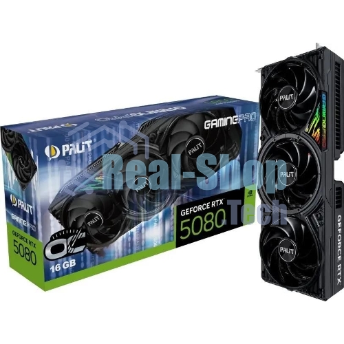 Видеокарта Palit PA-RTX 5080 GAMINGPRO OC 16Gb GeForce RTX 5080 16Gb 256bit GDDR7 2295/30000 HDMIx1 DPx3 HDCP Ret PCI-E PA-RTX 5080