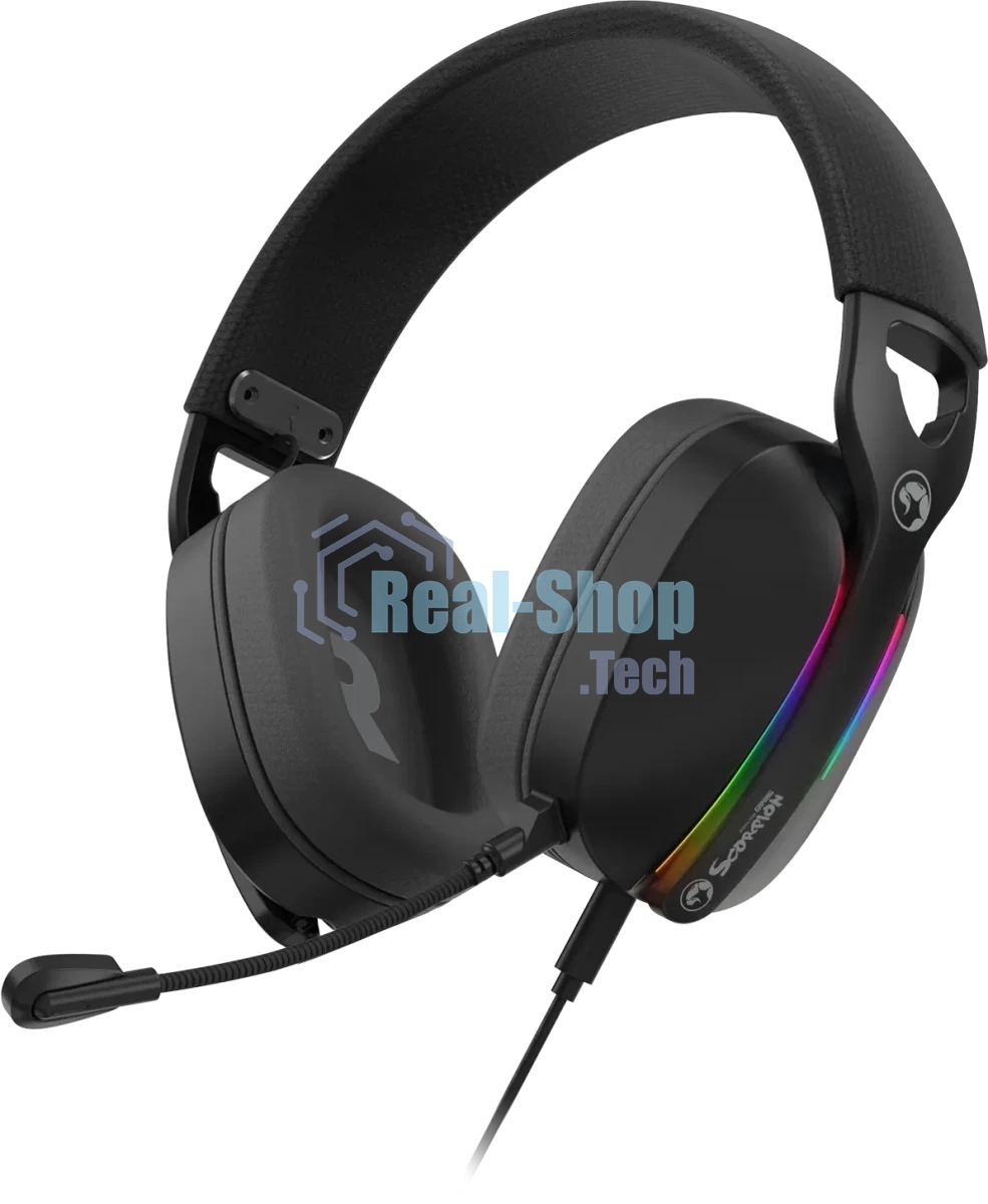 Гарнитура Marvo Pulz 70S Gaming Headset чёрный, проводная, USB, 7.1 Surround, RGB-подсветка