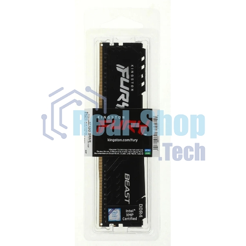 Оперативная память Kingston Fury Beast Black, DDR4, 8GB (1x8GB), 3200MHz, CL16, с радиатором, черный