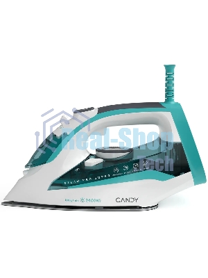 Утюг Candy CI-103 белый/бирюзовый, 2400 Вт, 50 г/мин, 160 г/мин, 370 мл