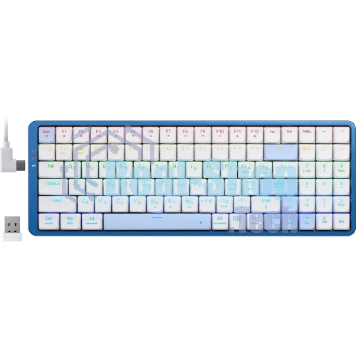 Клавиатура Redragon Eva Pro гибридная, USB Type-A, Bluetooth, радиоканал, белый/синий