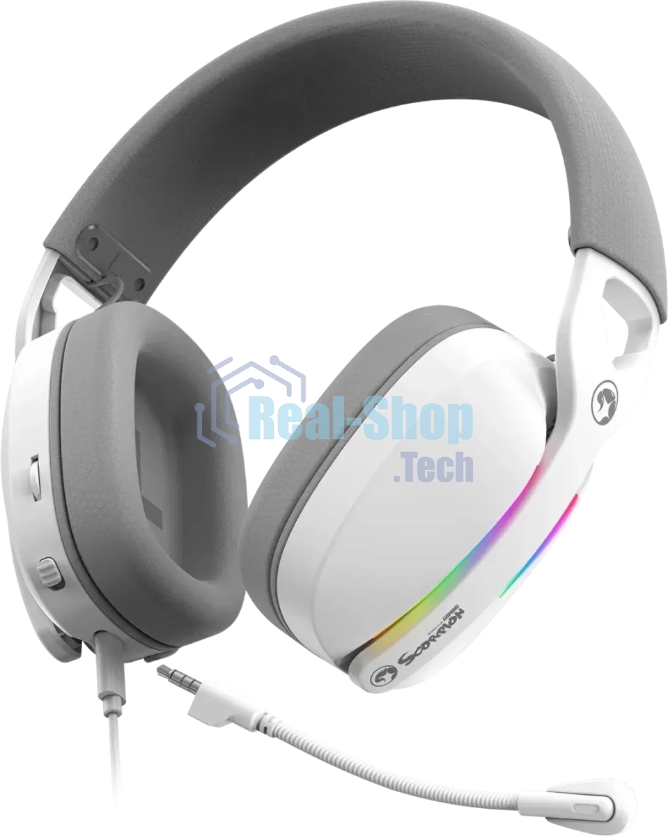 Гарнитура Marvo Pulz 70S Gaming Headset белый, проводная, USB, 7.1 Surround, RGB-подсветка