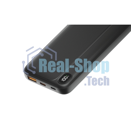 Портативный аккумулятор OLMIO L-10, 10000mAh, 22.5W, QC3.0, PD, LCD, + кабели Lightning\Type-C, черный