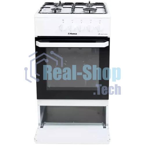Плита газовая Hansa FCGW510029A белый, конфорок 4 газовых, духовка 53 л, 50 см x 85 см x 57 см