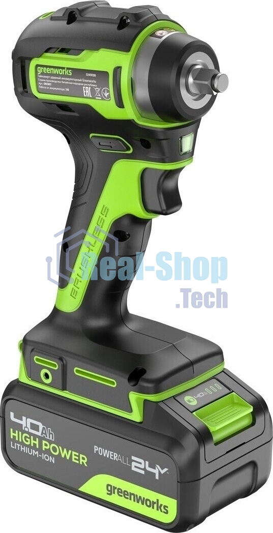 Гайковерт Greenworks G24IW200 аккум. патрон:квад.3/8
