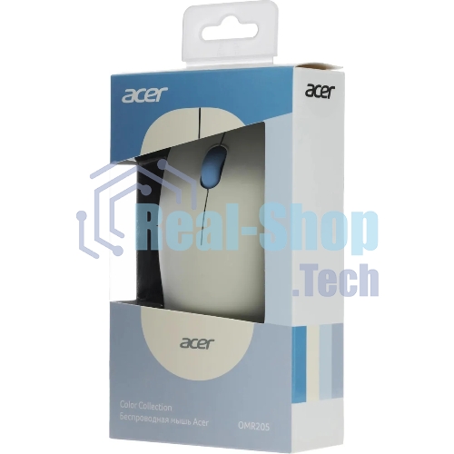 Мышь беспроводная Acer OMR205 белый/голубой, 1200 dpi, радиоканал, USB, кнопки - 3