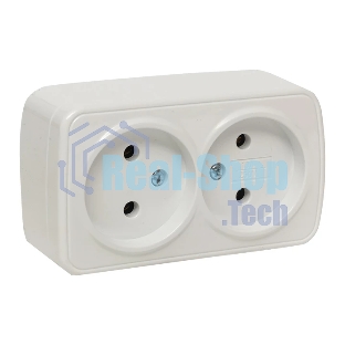 Розетка EKF EGR10-102-10 2-я, б/з, 10А, ОП Basic Минск белый