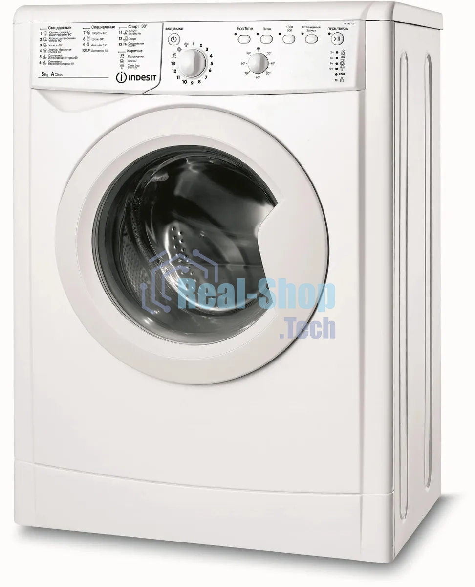Стиральная машина Indesit IWSB 5105 (CIS) белый, загрузка фронтальная 5 кг, 1000 об/мин., класс: А