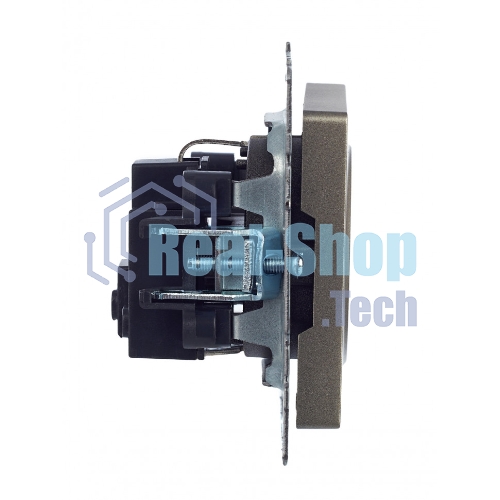 Розетка 1-местная IEK BRITE РС11-1-0-БрШ (BR-R11-16-K37) с заземлением, без защитных шторок, 16А, шампань