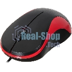 Мышь проводная Oklick 115S черный/красный, 1200 dpi, USB, кнопки - 3