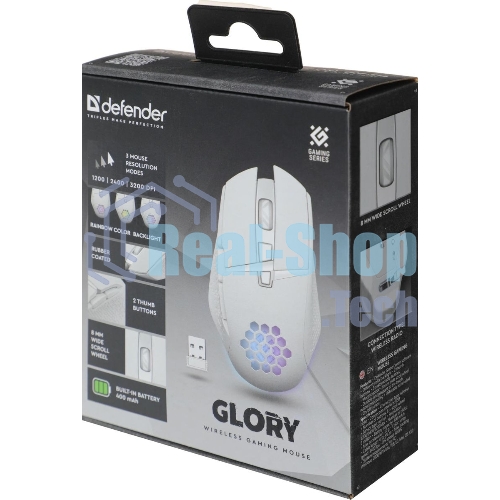 Мышь беспроводная Defender Glory GM-514 белый, 3200 dpi, радиоканал, USB, кнопки - 7