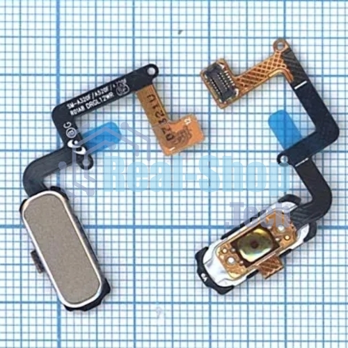 Кнопка HOME в сборе с механизмом и шлейфом для Samsung A320, золотая