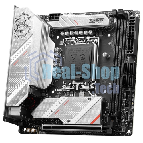 Материнская плата MSI MPG B760I EDGE WIFI, LGA 1700, Intel B760, 2xDDR5, 4xSATA, 2xM.2, 1xPCIe 5.0 x16, 1xHDMI, 1xDP, 1x 2.5Gb LAN, 4xUSB-A 3.2 Gen 1, 1xUSB-A 3.2 Gen 2, 2xUSB-A 2.0, 1xUSB-C 3.2 Gen 2, 3x3.5 мм, 7.1, Mini-ITX