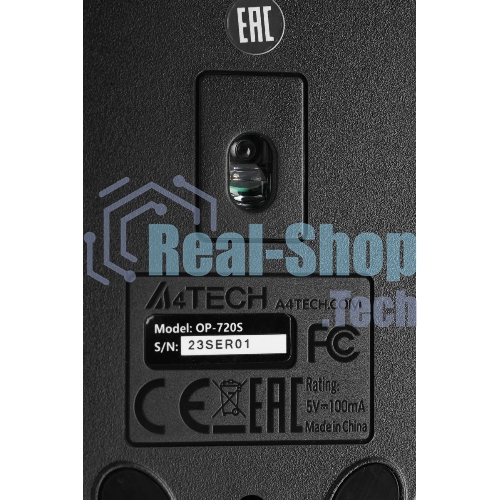 Мышь проводная A4Tech OP-720S черный, 1200 dpi, USB, кнопки - 3