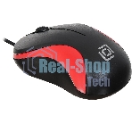 Мышь проводная Oklick 115S черный/красный, 1200 dpi, USB, кнопки - 3