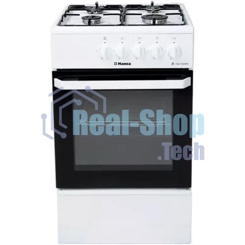 Плита газовая Hansa FCGW510029A белый, конфорок 4 газовых, духовка 53 л, 50 см x 85 см x 57 см