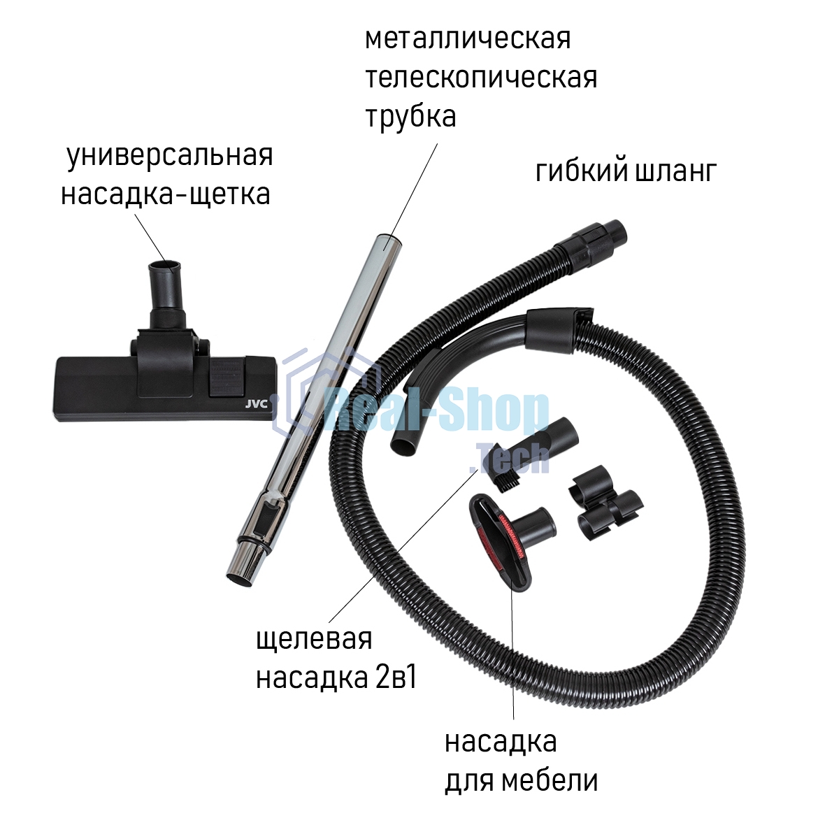 Пылесос JVC JH-VC411 черный, 400/2200 Вт, уборка сухая, пылесборник контейнер 3 л