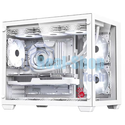 Компьютерный корпус Bloody BD-CC108 белый без БП mATX 9x120мм 2xUSB 3.0 audio bott PSU