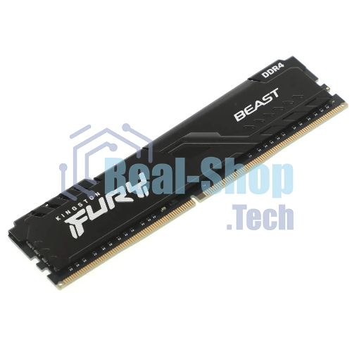 Оперативная память Kingston Fury Beast Black, DDR4, 8GB (1x8GB), 3200MHz, CL16, с радиатором, черный