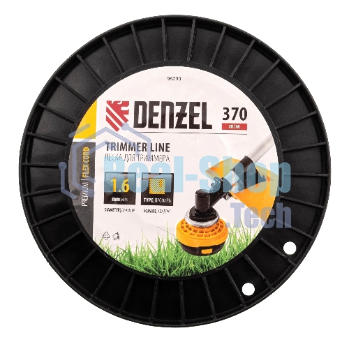 Леска для триммера Denzel квадрат 1,6мм х 370м, на DIN катушке FLEX CORD