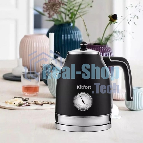 Чайник электрический Kitfort КТ-6102-1 черный с серебром