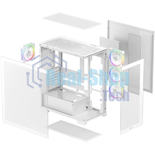 Компьютерный корпус Deepcool CG580 4F V2 WH без БП, боковое окно (панорама), 4x120мм ARGb PWM вентилятора, белый, ATX (R-CG580-WHADA4-G-2)